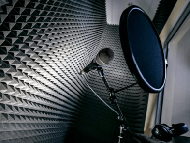 microphone in a recording studio