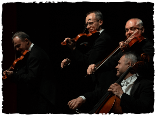 All 4 men playing violin