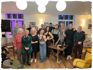 Directors Circle supporters with the cast of Robin Hood in the vanbrugh room