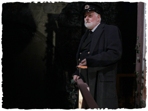 Policeman staring into distance, sad expression