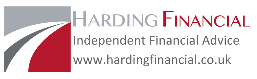 Grey and red Harding Financial logo