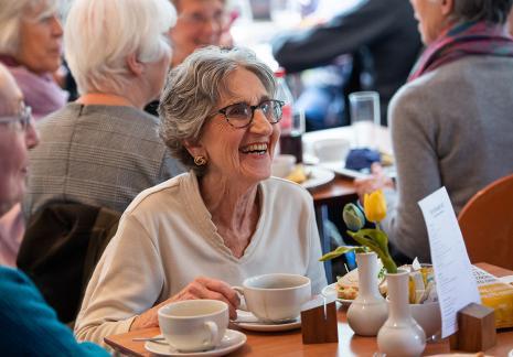 A customer enjoying our café