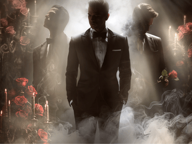 3 silhouettes in suits